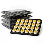 Shellwei front view of five large egg trays showing capacity and organized presentation