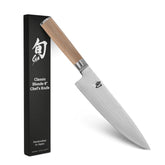 Shun classic blonde front view showing full blade and handle for versatile prep