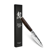 shun paring knife front view showing compact blade and balance benefit