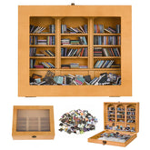 SIHPTO front view of mini wooden bookshelf showing tidy 300-books and decorative charm