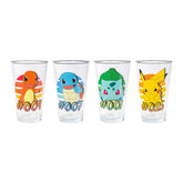 Silver Buffalo front packaging showing four starter Pokémon glass set and collectibility benefit