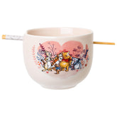 Silver Buffalo bowl front view showing Pooh group hug and cheerful design for playful meals