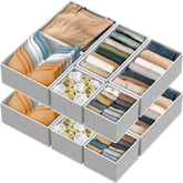 Simple Houseware front view of 12-piece gray organizer set showing neat storage benefit