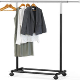 Simple Houseware front view of black garment rack showing stable base and full frame