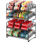 Simple Houseware front view of two black can racks showing neat stacked storage and easy access