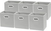 Simple Houseware front view gray cube bin showing neat storage benefit