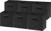 Simple Houseware front view of black cube bin showing neat storage benefit
