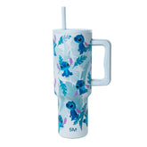 Simple Modern front view of Tropical Stitch tumbler showing colorful print and capacity benefit