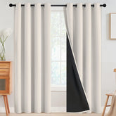 SimpleHome cream curtains front packaging showing pair and grommet details for easy install