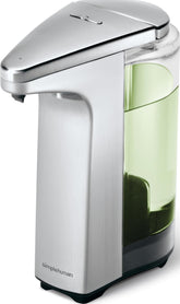simplehuman brushed nickel front view showing sleek finish and compact design benefit: elegant durability