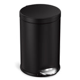 simplehuman matte black front view showing compact shape and clean lines
