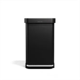 simplehuman front view showing matte black steel finish and space-saving shape