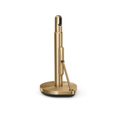 simplehuman front view brass holder showing stable base and aesthetic finish benefit: stability and style