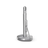 simplehuman front view showing brushed stainless holder and stable placement