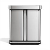 simplehuman front view of recycler showing dual compartments and neat organization