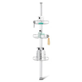 simplehuman front view tension pole caddy shows neat storage and quick install benefit