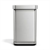 simplehuman front view of 45L can showing compact footprint and neat appearance
