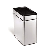 simplehuman front view of slim open can showing sleek shape and easy placement