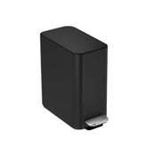 simplehuman front view matte black can showing sleek modern look and tidy footprint