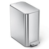 simplehuman front view of slim step can showing compact profile and modern look