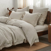 Simple&Opulence front view of linen duvet cover showcasing clean farmhouse styling