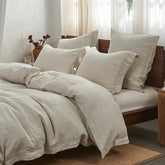 Simple&Opulence front view of natural linen duvet cover showing elegant look