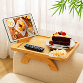 SINWANT bamboo arm tray front view showing stable surface and modern look