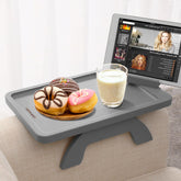SINWANT front view of bamboo armrest table showing full platform convenience