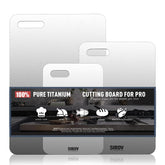 Sirov titanium cutting board front packaging showing hygienic benefits