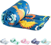 Sivio blue dinosaur front view shows child-friendly print and cozy look