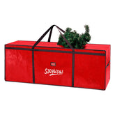 SJQYWDW front view of red 12ft tree bag showing full-length zipper and size
