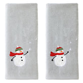 SKL Home front view of snowman hand towels showing festive look and soft texture