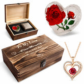 SKPAND engraved wooden box front showing elegant engraving and stable display benefit