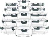 Skroam front packaging of 30-piece glass set showing full kit and lids benefits