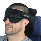 Sleeper Hold front view on airplane seat showing stable support benefit