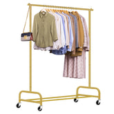 SLEEPING LAMB front view showing full gold wardrobe rack and large hanging capacity