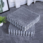 smabee front view of twelve gray interlocking tiles showing packaging and layout benefits