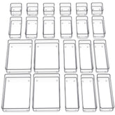SMARTAKE front view of clear tray set showing all 22 pieces and visibility benefit
