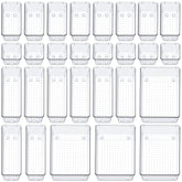 SMARTAKE front view of clear organizer set showing all tray sizes and quick benefits