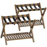 SMIBUY luggage rack front view showing walnut finish and modern look