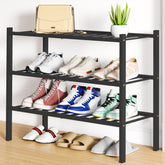 Smiry front view of black bamboo shoe rack showing neat storage and entryway appeal