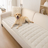 Smiry front view showing protector on sofa and clear furniture coverage benefit