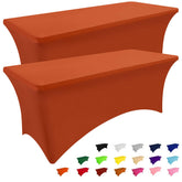 Smiry rust fitted tablecloth front view showing smooth finish and neat look