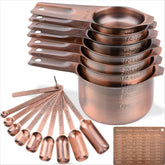Smithcraft front view of full copper measuring set showing complete kit and benefits