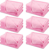 SmoothNovelty front view of six pink blankets showing coordinated party-ready set and easy storage