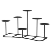 smtyle front view of black matte six-candle candelabra showing clean modern profile and benefit
