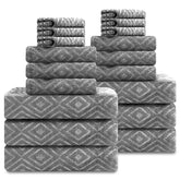 Smuge dark gray full-set front view showing neat packaging and matching towels benefit organization