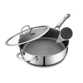 SNOWCLAD 12-inch deep sauté pan front view showing capacity and finish