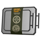 SNOWCLAD stainless steel cutting board front view showing durable design and hygienic surface