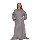 Snuggie front view light grey showing cozy fit and hands-free warmth